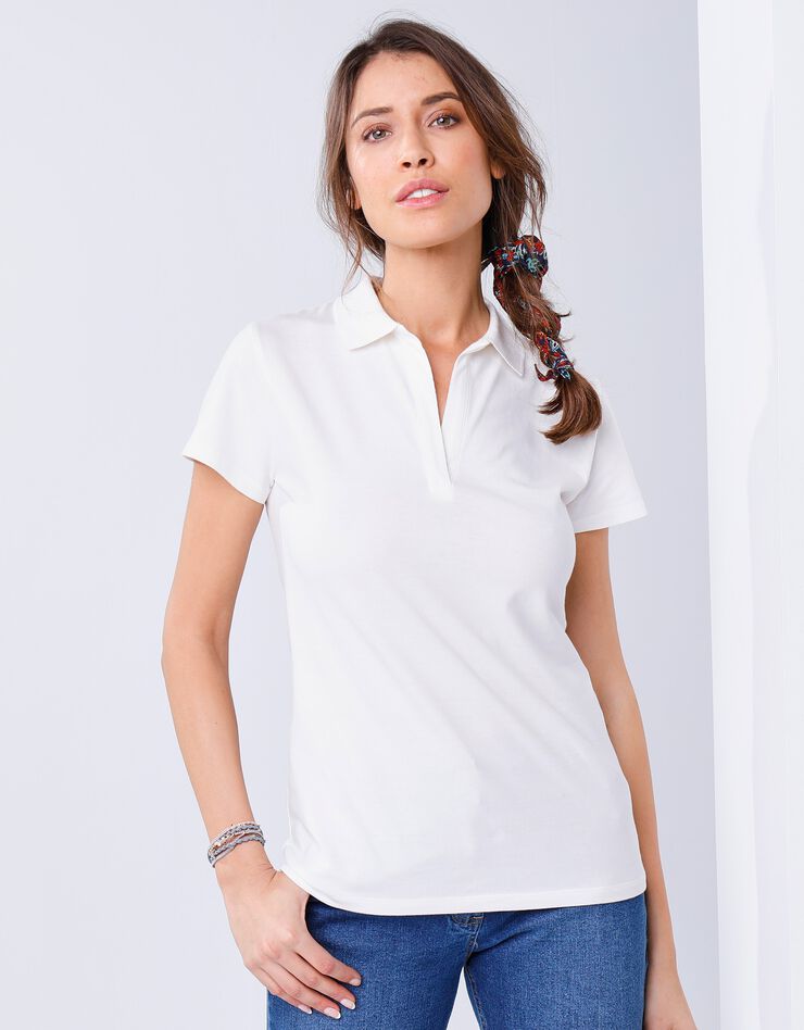 Polo manches courtes maille jersey (blanc)