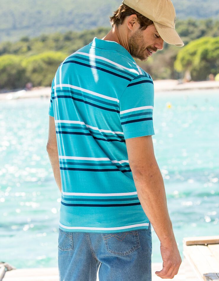 Polo rayé manches courtes (turquoise)