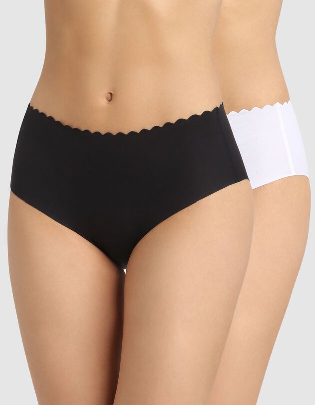 Culotte haute coton stretch  Body Touch- Lot de 2 (blanc + noir)